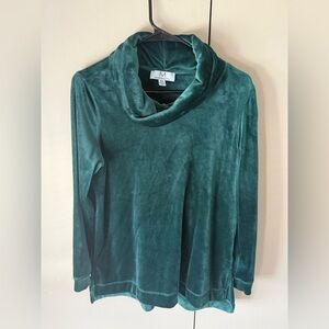 Magaschoni Emerald Velvet Cowl-Neck Pullover